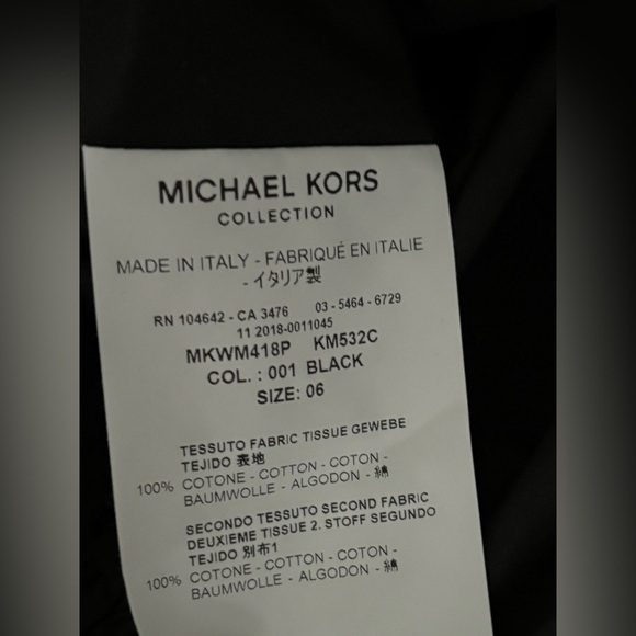 $2K Michael Kors Collection COTTON POPLIN PUFF-SLEEVE EYELET DRESS IN BLACK 6 - Picture 11 of 12